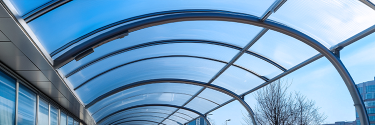 Transparent polycarbonate sheet awning