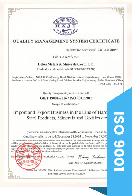 ISO 9001 certificate