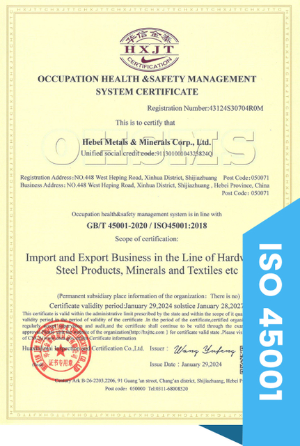 ISO 45001 certificate