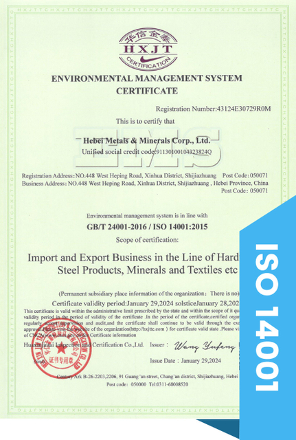 ISO 14001 certificate